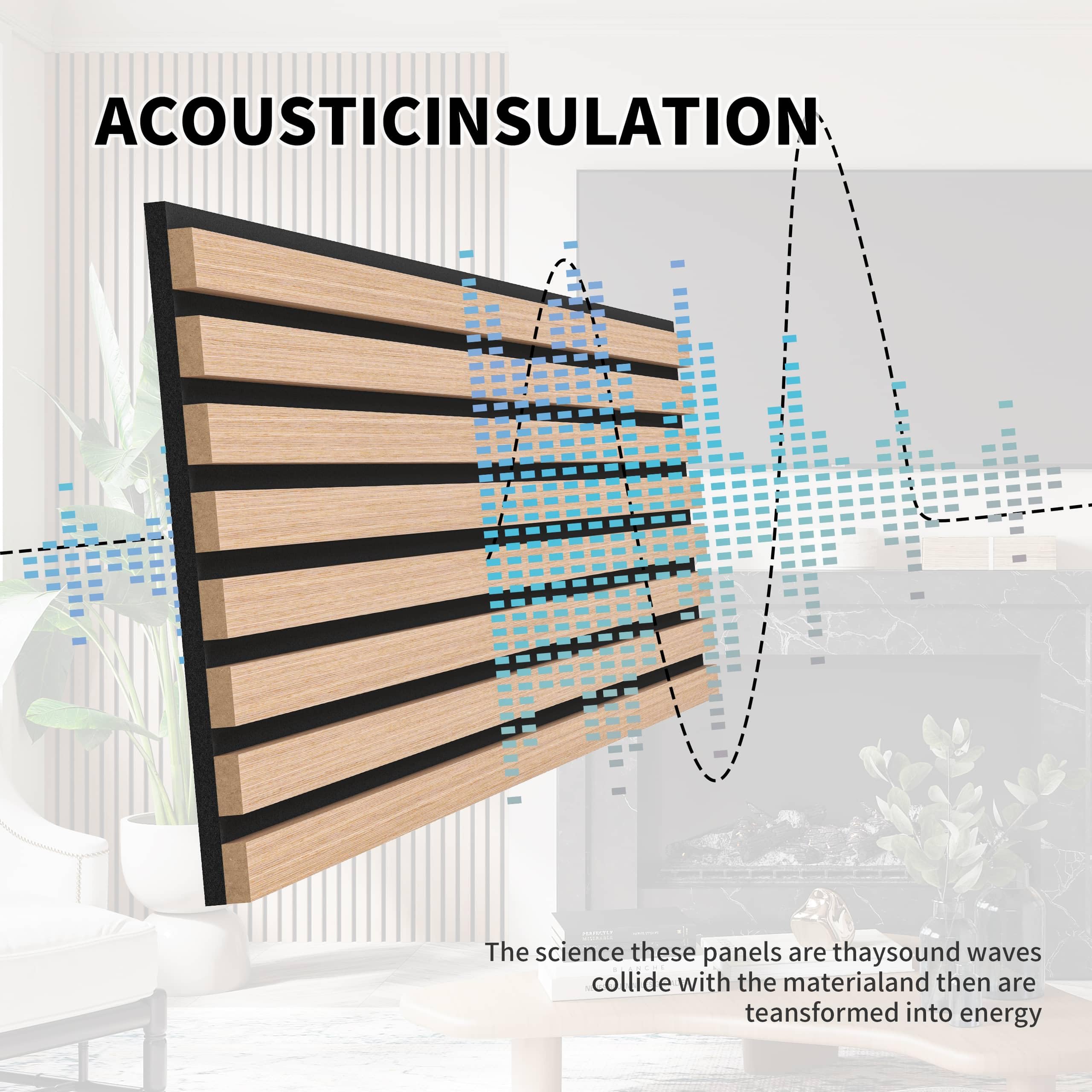 POHARE Wood Slat Wall Panels, 2 Pack Accent Decorative Acoustic Wood Slats for Wall and Ceilings, Acoustic Panels for Interior Wall Décor on Felt Back Board, Oak, 8 x 1 ft