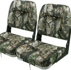 Seamander Low-Back Padded Boat Seats,Fishing Boat Seats with Back Pocket & Breathable Mesh Bottom - 110° Ergonomic Design,Fold-Down Seats