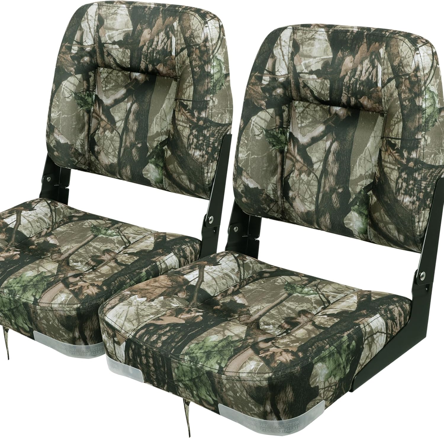 Seamander Low-Back Padded Boat Seats,Fishing Boat Seats with Back Pocket & Breathable Mesh Bottom - 110° Ergonomic Design,Fold-Down Seats