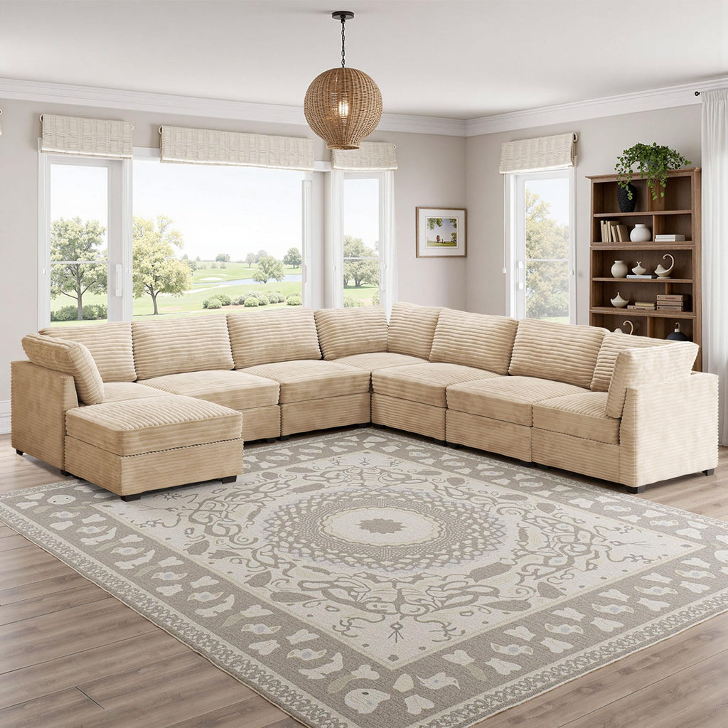 Modular Sectional Sofa,5 Pieces Sectional Couches for Living Room,L Shaped Cloud Couch Chaise Set, Black