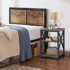 End Tables Living Room Set of 2 Farmhouse, Side Table with Storage Shelf, 16" W x 12" D x 24" H, 3 Tier Side Table Set of 2, X-Shaped Night Stands for Bedrooms, Coffee Table