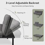 Convertible Futon Sofa Bed,71" Memory Foam Futon Couch,Detachable Cushion,Adjustable Backrest & Armrest,Linen Modern Loveseat Sleeper Recliner for Living Room,Office,Apartment,Medium Grey