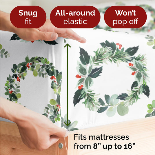 King Christmas Tree Sheet Set - Holiday Xmas Pattern Linen Set - Deep Pockets - Snug Fit - 4 Piece - Wrinkle Free - Comfy & Cooling Festive Winter Bedding - Easy To Care For - Kid Friendly