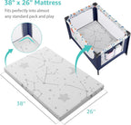 YENING Pack and Play Mattress Topper Baby Pack N Play Mattresses for Playpen and Playard with Washable Cover 38"x26"x1", 1 Pack Firm Foam