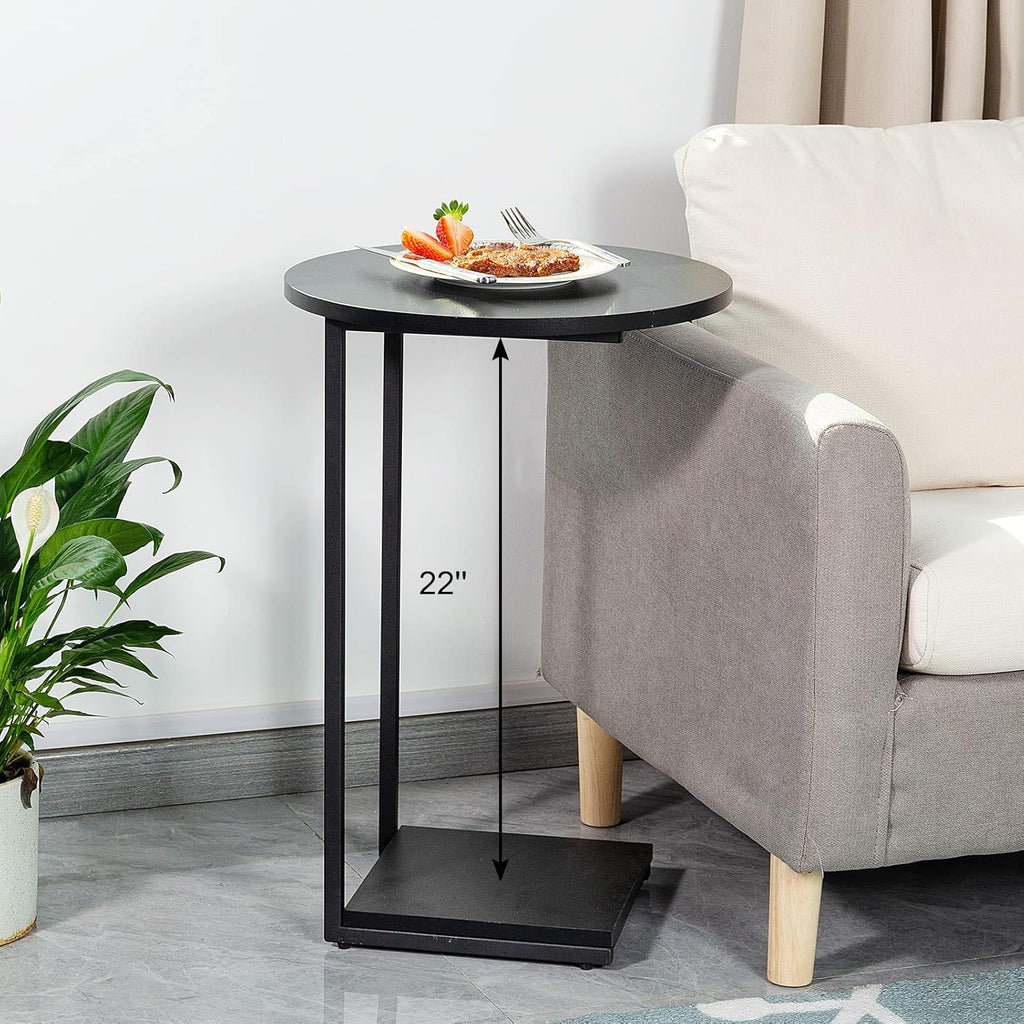 DCLRN Small End Table,c Table End Table for Sofa,Round Coffee Table is Suitable for Living Room and Bedroom.(Black)