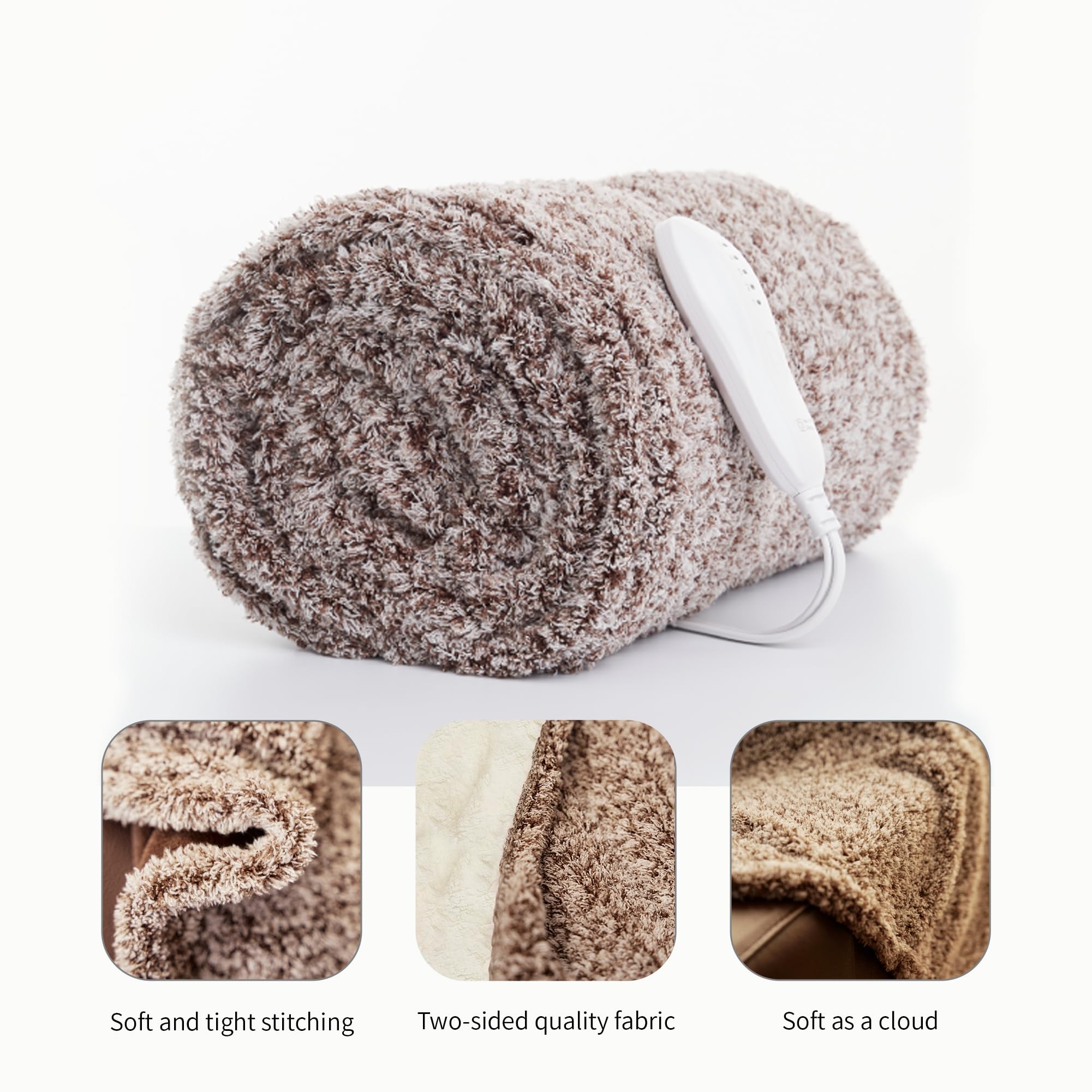 Opvarmet tæppe 50" x 60" - Opvarmet tæppe med 5 varmeniveauer og 3 timers automatisk slukning, maskinvaskbar, ETL &amp; FCC-certificering, overvarmebeskyttelse (Racoon) 