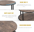 Round Coffee Table, Rustic Wooden Surface Top & Sturdy Metal Legs Industrial Sofa Table for Living Room Modern Design Home Furniture with Storage Open Shelf (Walnut, 26 in)