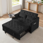 65'' 3-in-1 Folding Convertible Sofa Bed, Pullout Sofa, Modern Chenille Fabric, 360° Swivel Side Table, Easy Assembly, Perfect for Living Room, Black