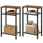 Hoctieon 3 Tier End Table, Telephone Table, Tall Side Table with Storage, Small Nightstand for Small Spaces, Metal Frame, For Living Room, Bedroom, Sofa Couch, Hall, Easy Assembly, Black