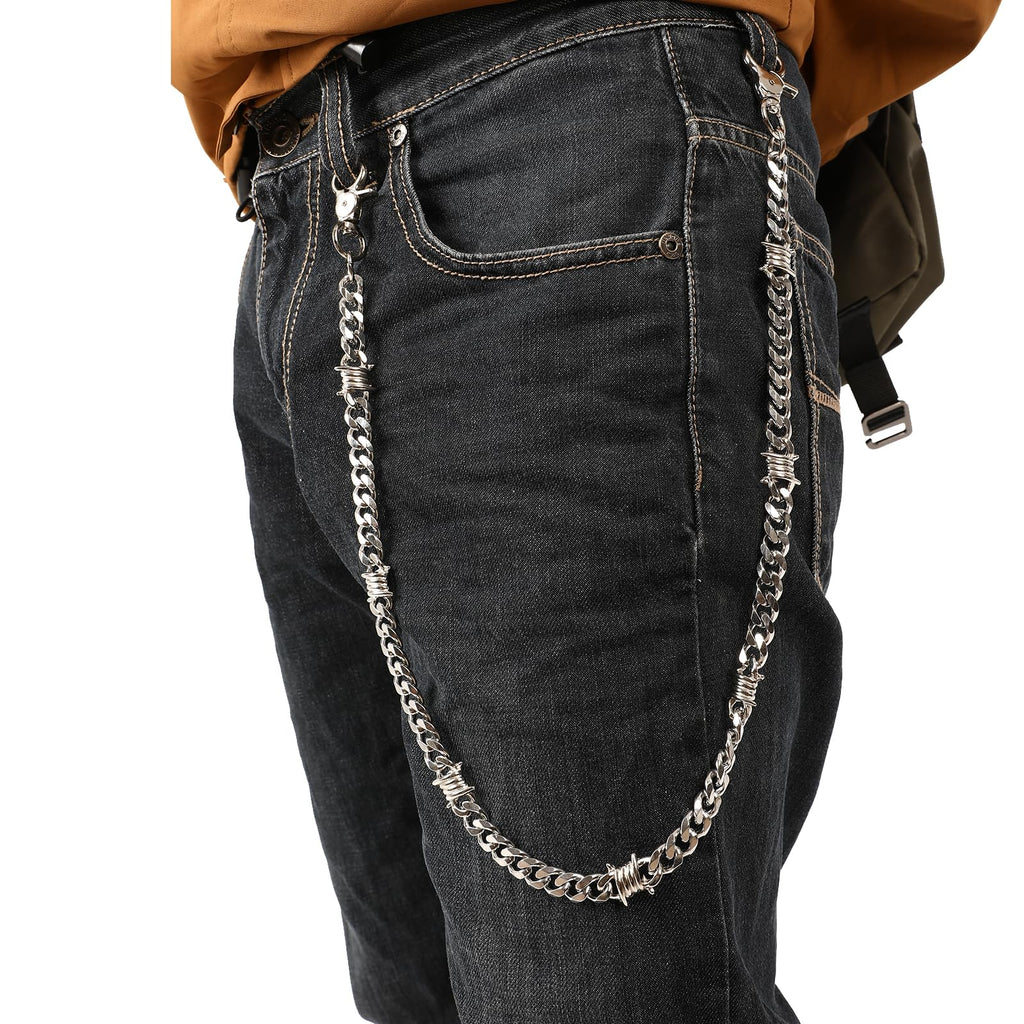 Chaîne de portefeuille PINKPIN pour motard, chaîne de poche robuste avec fermoir rond, chaînes pour hommes pour jeans, pantalons, accessoires de vêtements