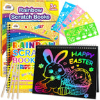 ZMLM Scratch Paper Art-Crafts Gift: 2 Pack Rainbow Notebooks Supplies Toys Easter Basket Stuffers for 3 4 5 6 7 8 9 10 Years Old Girls and Boys Kids Valentine's Day Birthday Party Games (Blue)