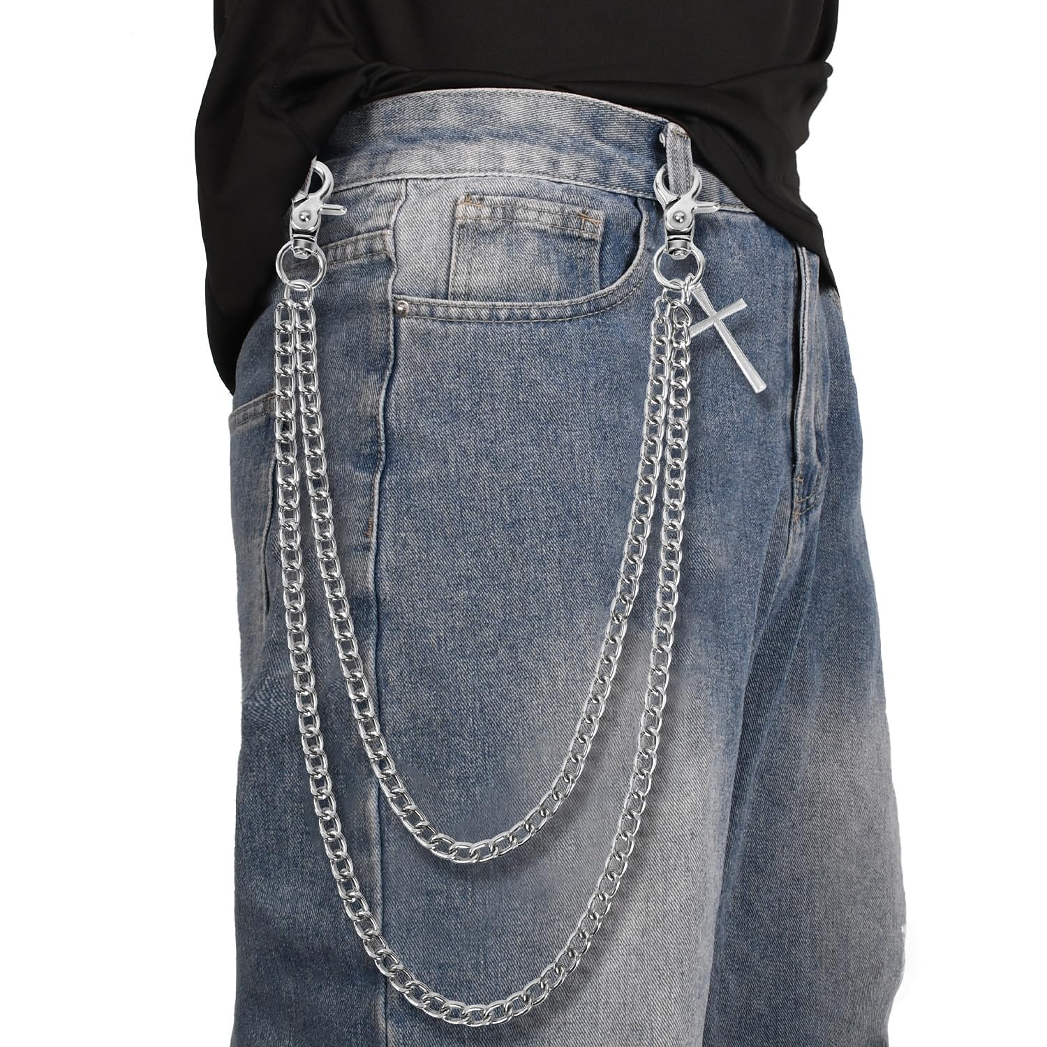 Chaîne Jean pour Hommes Femmes, Chaîne de Portefeuille Gothique à Double Couche pour Jeans, Style Hip Hop