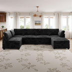 Modular Sectional Sofa,5 Pieces Sectional Couches for Living Room,L Shaped Cloud Couch Chaise Set, Black