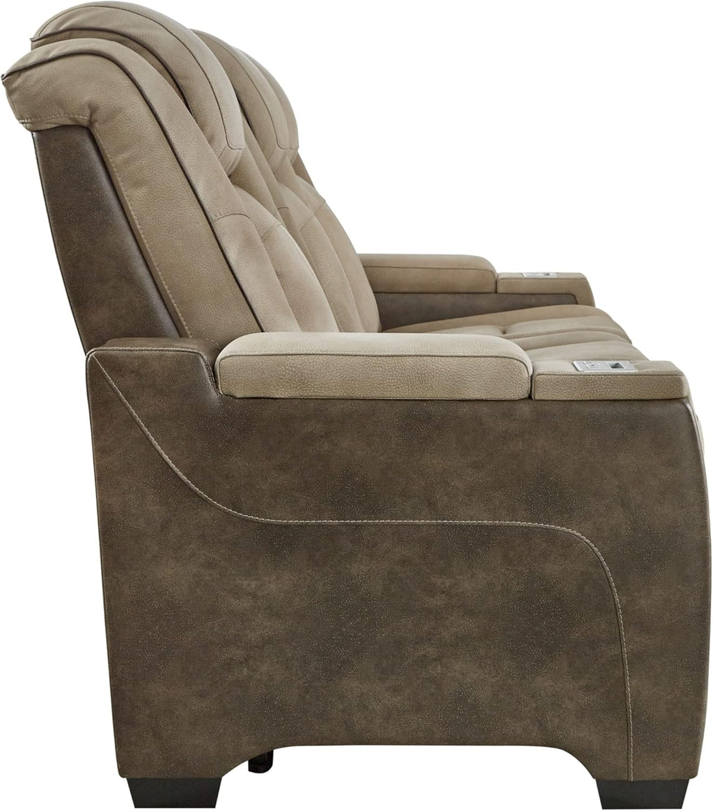 Signature Design by Ashley Next-Gen DuraPella Power Reclining Sofa with Adjustable Headrest, Sand