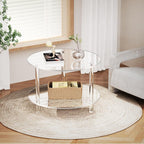 Acrylic Coffee Table, Small Round Modern Coffee Table for Living Room,23.6" D x 23.6" W x 16.5" H