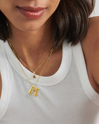 Bheop Gold Bubble Letter Necklace for Women Dainty 14K Gold Plated Balloon Initial Necklaces for Women Trendy Cute Chunky Charm Name Pendant M Necklace Fashion Jewelry Gifts