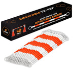 Retractable Barrier for Safety Traffic Cones - 2" OD - Large Yellow and Black Bar Barricade - for Road Construction, Parking, Warning, Temporary Security Divider (40, Orange & White, 72" x 120")