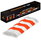 Retractable Barrier for Safety Traffic Cones - 2" OD - Large Yellow and Black Bar Barricade - for Road Construction, Parking, Warning, Temporary Security Divider (40, Orange & White, 72" x 120")