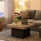 Coffee Table 31.5 in Rustic Center Table with X Design Wooden Pedestal for Living Room, Dark Oak Square Home Office Sofa Side Table for Small Space, Easy Assembly, Space-Saving