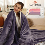 Coperta Elettrica Riscaldata Plaid con 5 Livelli di Riscaldamento e Spegnimento Automatico dopo 4 Ore, Plaid Riscaldato 50"x60" con Certificazione ETL e FCC per Casa e Ufficio, Lavabile in Lavatrice, Grigio Scuro