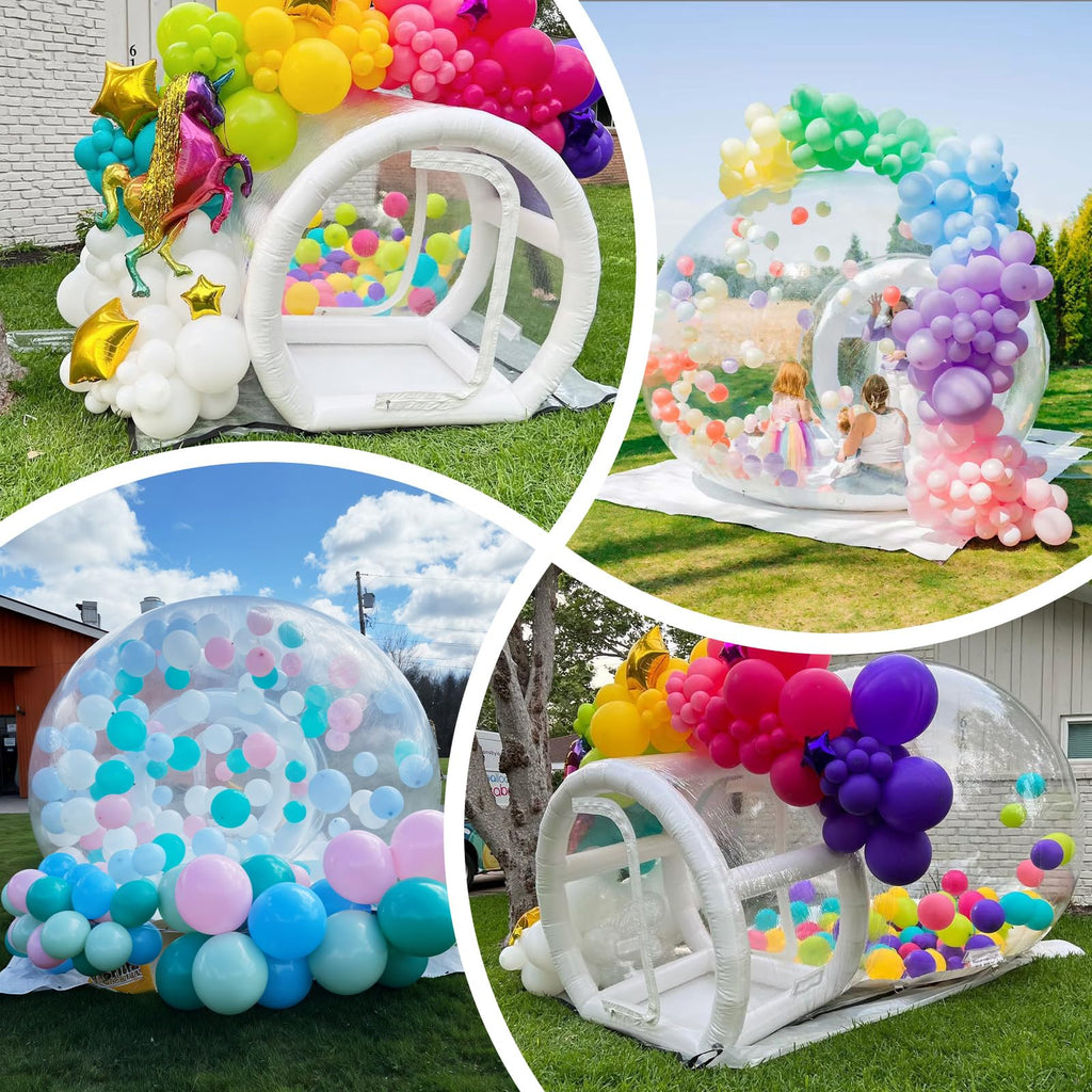 Aufblasbares Bubble-Haus für Kinder und Erwachsene, 10FT Bubble Bounce Ballonhaus, aufblasbare Ballonkuppel mit 6' langem Tunnel und doppelten Luftgebläsen für Party, Hochzeit, Geburtstag, Urlaub im Freien