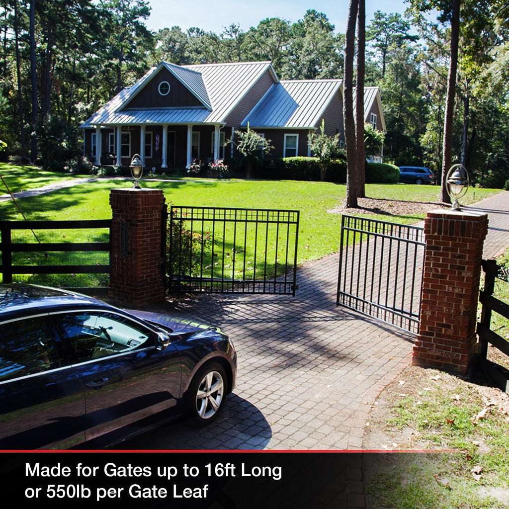 Mighty Mule MM372W Dual Automatic Gate Opener, Smart and Solar Ready-Up to 16ft Long or 550lb per Leaf, Black, 1 Dual Gate Opener Kit