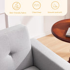 HUIMO Living Room Set, Button Tufted Living Room Furniture Sets, Upholstered Modern Couch Set with Solid Frame, Deep Seat Sofa Set for Living Room, Office (Light Grey, 3 Piece Set-1*loveseat+2*Chair)