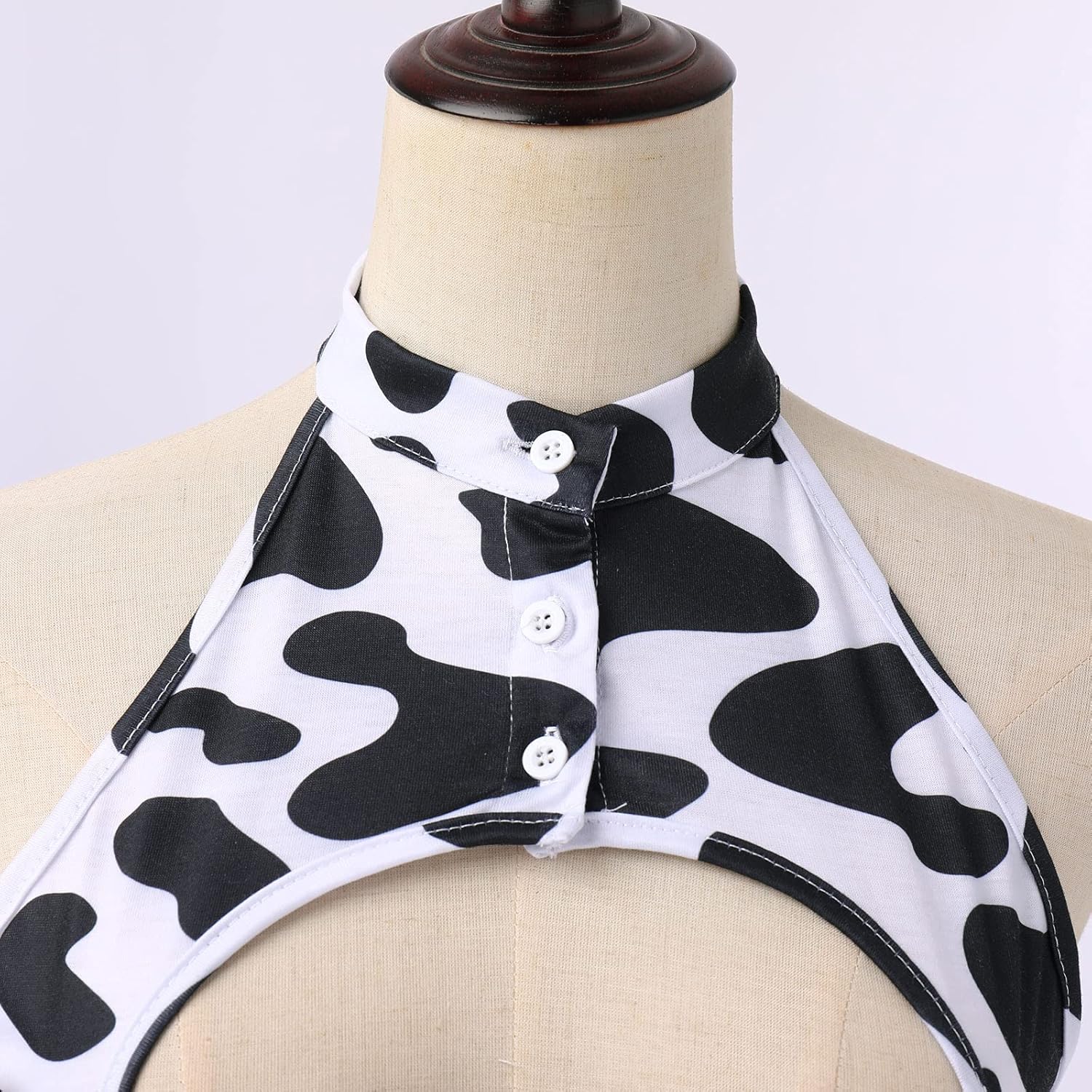 FYMNSI Women Sexy Milk Cow Lingerie Set Anime Maid Cosplay Costume Mini Bikini Bra Bodysuit with Bell Choker Stockings Outfit