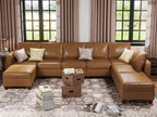 EASE MOOSE Brown Modular Sectional Couch with Storage, Faux Leather Sectional Modular Sofa or Living Room