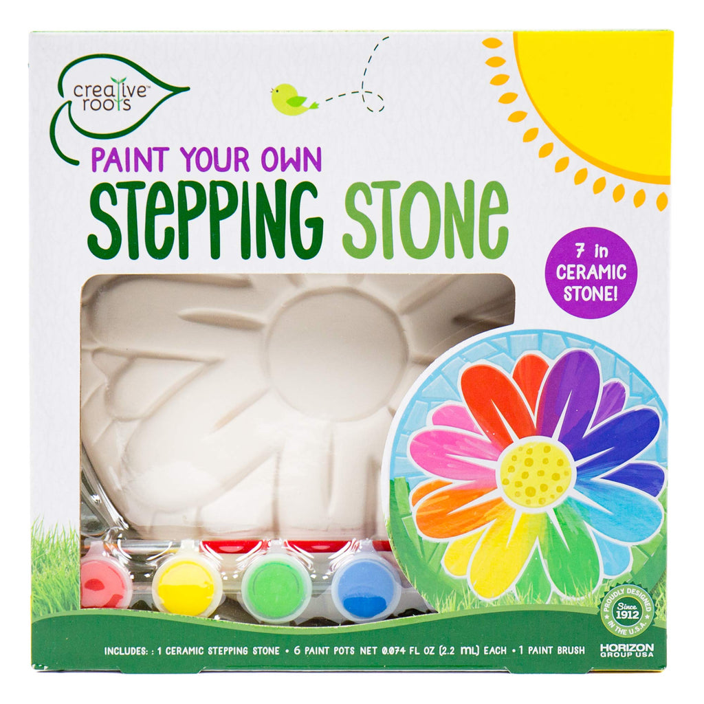 Creative Roots Paint Your Own #1 Dad Stepping Stone, Paintable Ceramic 7 in. Stone, Includes 6 Acrylic Paints & Paintbrush, Great Arts and Crafts for Kids Ages 8-12, Father's Day Gift