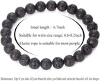 Hamoery Men Women 8mm Natural Stone Lava Rock Diffuser Bracelet Elastic Yoga Agate Beads Bracelet Bangle
