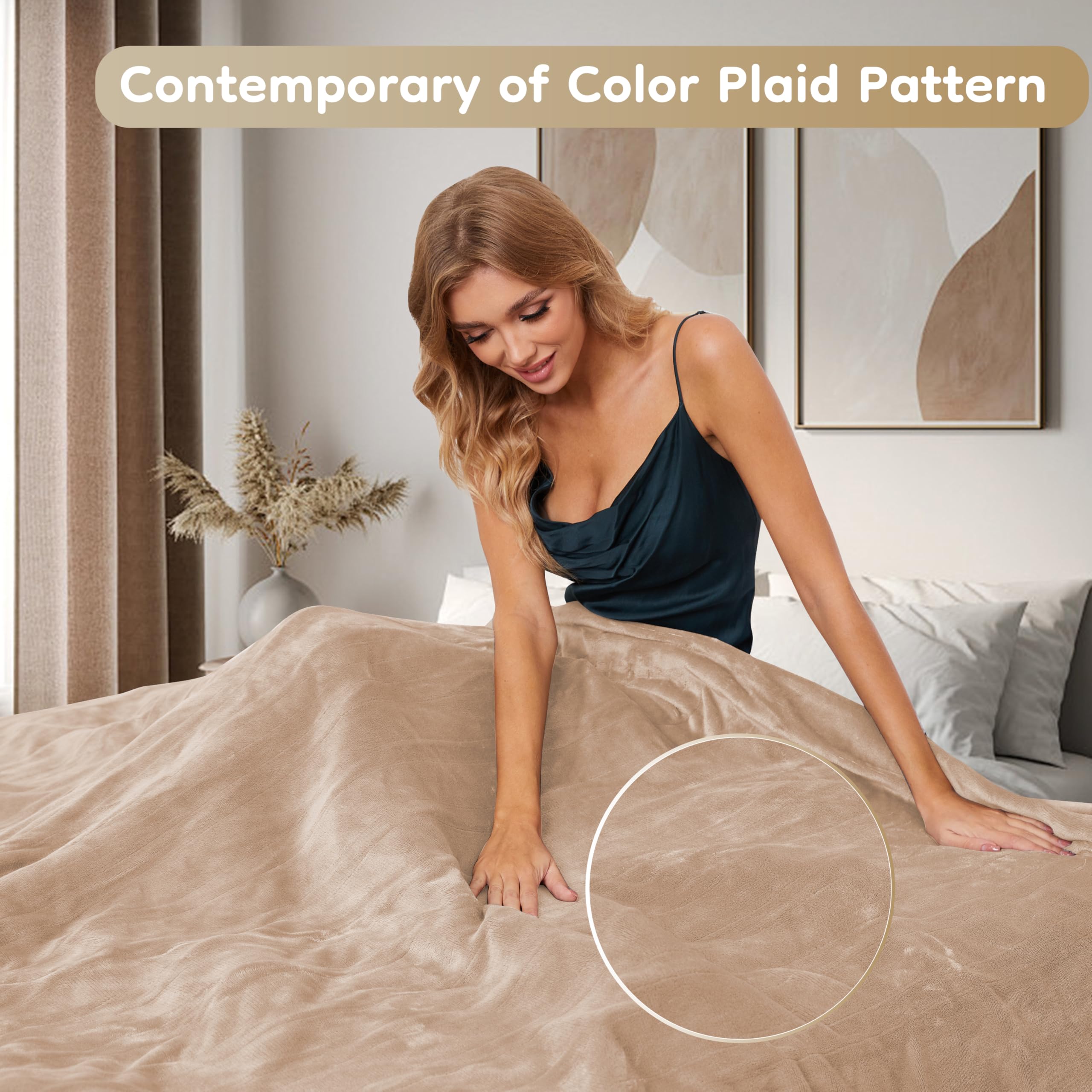 Elektrisch verwarmd deken 72" x 84" volledige maat flanellen stof met 4 verwarmingsniveaus & 10 uur automatische uitschakeling, ademend warm en wasbaar voor zacht en bed - lichtgrijs