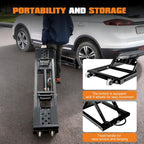 Albott 7000 LBS Portable Car Lift, Heavy Duty Quick Jack with 28" Max Height, Locking Levers & Wheels, Adjustable Scissor Lift for Cars, SUVs, Light Trucks, Garage or Shop Use, Black
