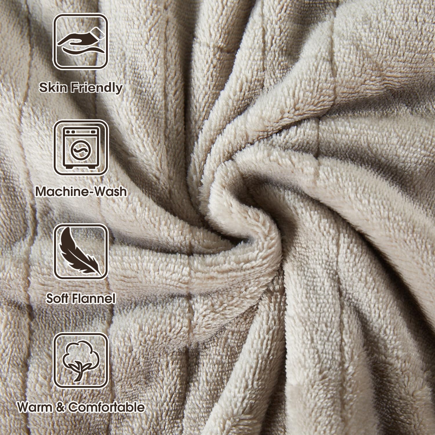 Manta Elétrica Tefici, Super Aconchegante e Macia, Flanela de 2 Camadas 50" x 60", Manta Aquecida com 3 Níveis de Aquecimento e Desligamento Automático em 4 Horas, Lavável na Máquina, Certificada ETL e FCC, Uso Residencial e Escritório, Cor Camelo