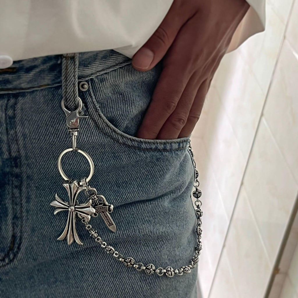 Pants Chain for Men Women,Biker Cross Chain Wallet,Cool Punk Trousers Pocket Belt Key Chains for Hip Hop Rock Jeans (cross) - Grand Goldman