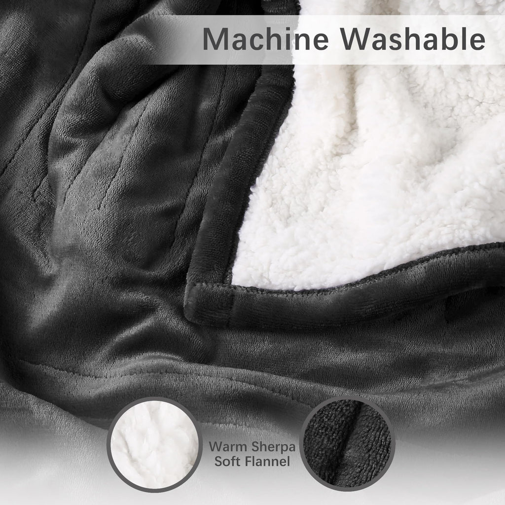 Coperta Elettrica Riscaldata Plaid con 5 Livelli di Riscaldamento e Spegnimento Automatico dopo 4 Ore, Plaid Riscaldato 50"x60" con Certificazione ETL e FCC per Casa e Ufficio, Lavabile in Lavatrice, Grigio Scuro