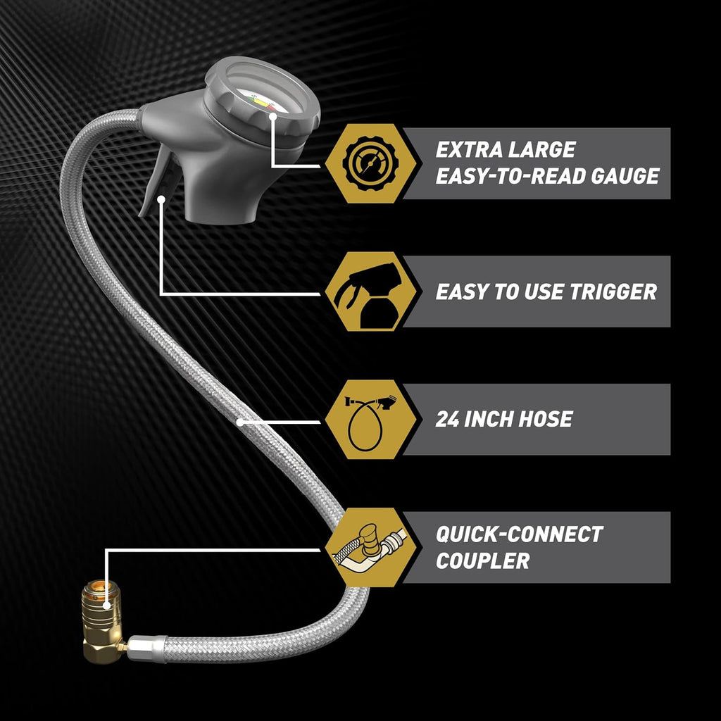 InterDynamics Car Air Conditiioner Gauge and Hose by InterDynamics, A/C Pro Air Conditioner Recharge Gauge and Dispenser for Cars, Trucks, 24 In Hose