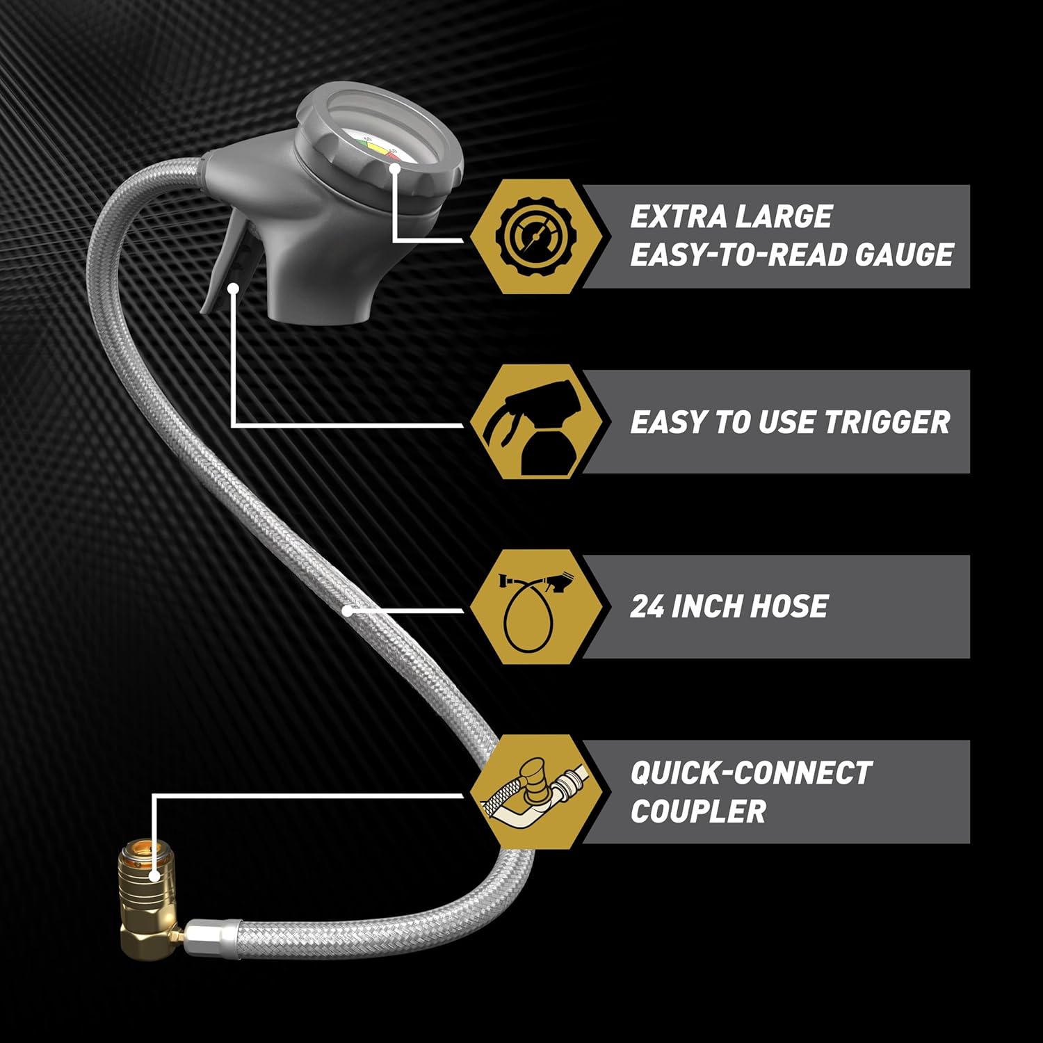 InterDynamics Car Air Conditiioner Gauge and Hose by InterDynamics, A/C Pro Air Conditioner Recharge Gauge and Dispenser for Cars, Trucks, 24 In Hose