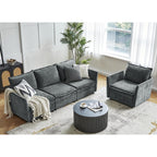 HULALA HOME 127'' Modular Sectional Sofa, Oversized U Shaped Couch with Storage Ottoman, Extra Deep Seat, Modern Comfy Chenille Sofa with Chaise, 6 Seat Convertible Couches for Living Room, Beige