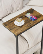 TUTOTAK C Shaped End Table, Tv Tray, Small Side Table, 28.7 inch Tall Couch Table, Tray Table, Sofa Table, Living Room, Bed Room, Brown TB01BB071