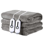 Couverture chauffante électrique DUODUO 72"x84" en polaire corail chaude avec 4 réglages de chaleur et arrêt automatique de 10 heures Protection contre la surchauffe - Gris 
