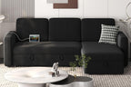 Yaheetech Sectional Sofa L-Shaped Sofa Couch Bed w/Chaise & USB, Reversible Couch Sleeper w/Pull Out Bed & Storage Space Living Room Black