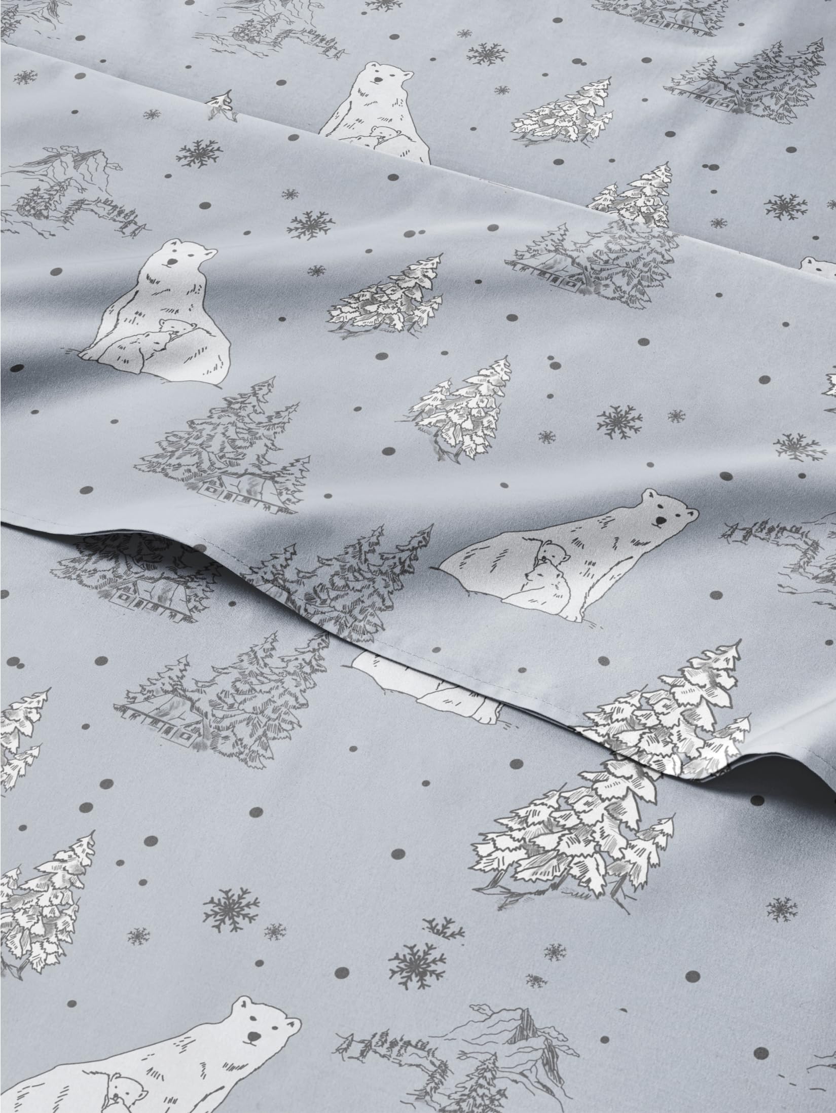 King Christmas Tree Sheet Set - Holiday Xmas Pattern Linen Set - Deep Pockets - Snug Fit - 4 Piece - Wrinkle Free - Comfy & Cooling Festive Winter Bedding - Easy To Care For - Kid Friendly