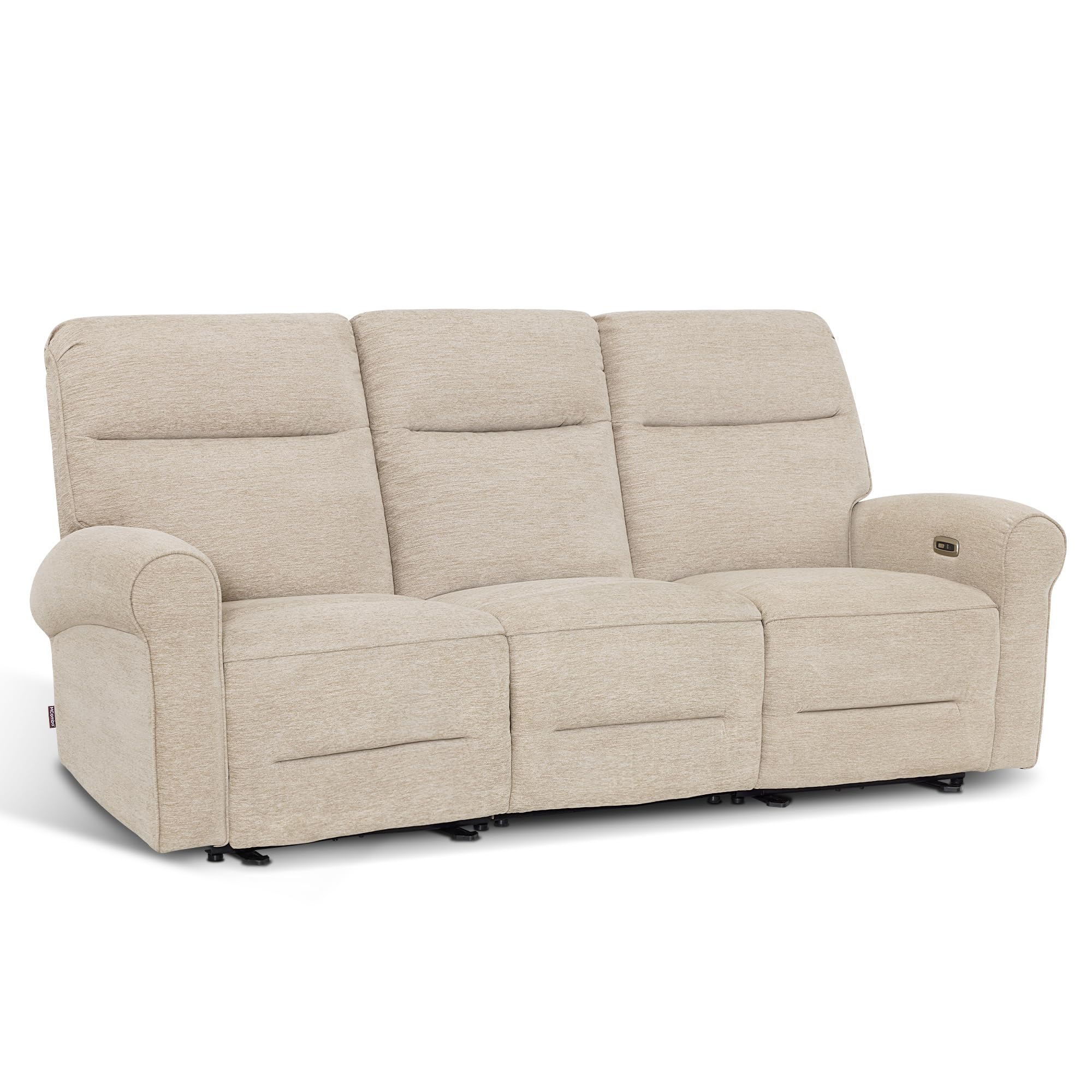 MCombo 78.3" Wall Hugger Power Loveseat Recliner Sofa with Console, Reclining Loveseat with USB Ports, Cup Holders, for Small Spaces Living Room RV, Fabric PR635M2 (Beige)