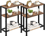 Narrow Side Table for Small Space, 2-Tier Small End Table with Shelf Holder, Slim Nightstand, Skinny Snack Couch Table in Living Room, Bedroom, Study, Kitchen and Balcony (Rustic Brown &Black)