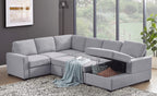 Oversized U-Shaped Sleeper Sectional Sofa Modern Fluffy Corduroy Upholstered Corner Convertible Sofabed with Pull Out Sleeper Couch Bed ,Storage Left Chaise and Pillows for Living Room Furniture Sets