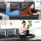 Naomi Home Transform Any Space: Sleeper Sectional Sofa with Convertible Sofa Bed & Inviting Chaise. Find Tranquil Comfort with Stress-Relieving Design & Durable Cushions - Black/Air Leather