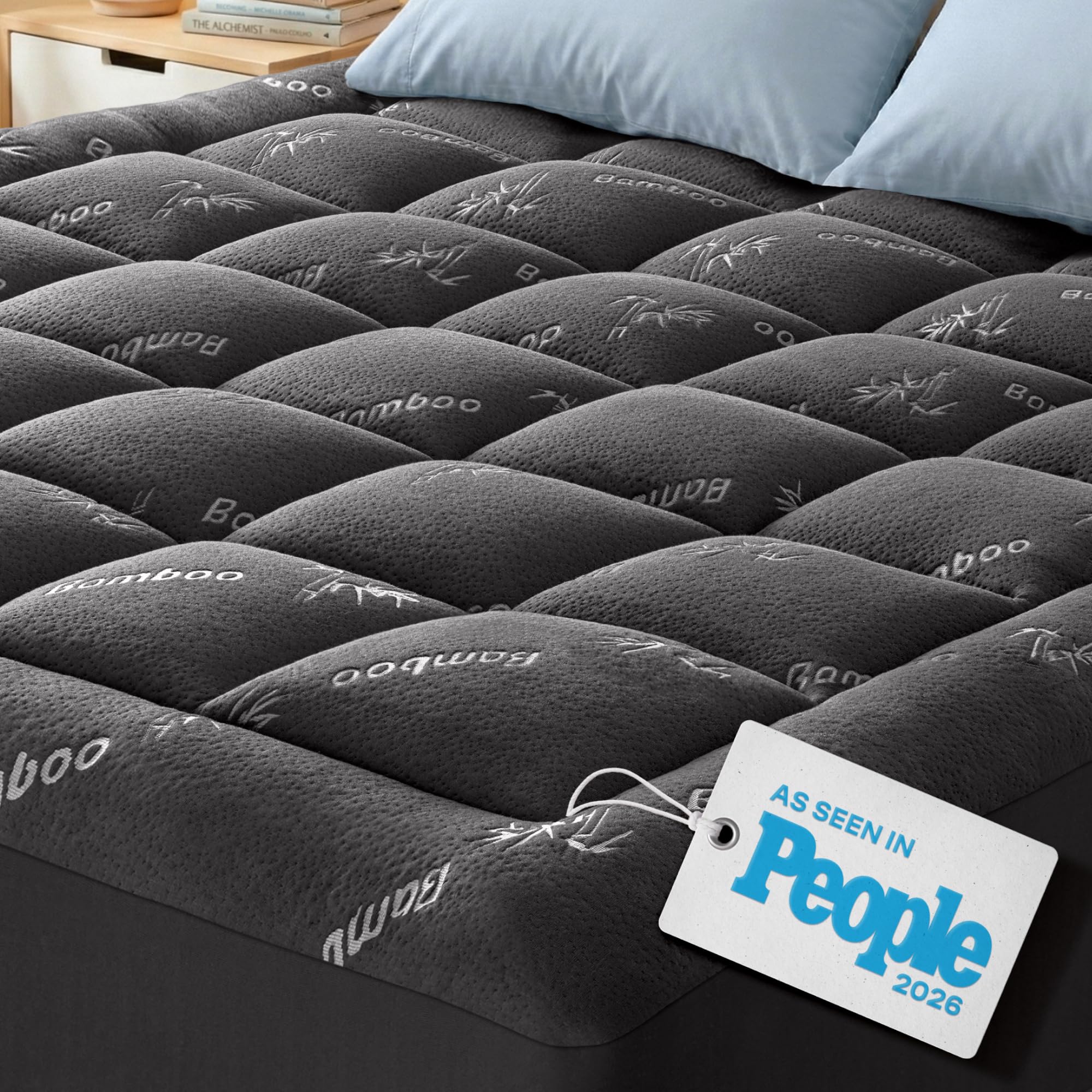 Niagara Sleep Solution Ultra Soft Queen Size Mattress Topper - Viscose Made from Bamboo Pillow Top Mattress Pad for Back Pain Relief - Naturally Cooling for Hot Sleepers, Green