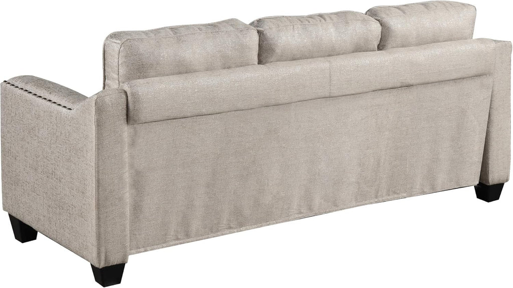 3 Pieses Mid-Century Modern Sofa Sets Linen Fabric Tufted Back Include 3 Seaters Couch, Loveseat and Armchair with Rivets Rivets for Home Apartment Office Living Room Furniture Sets