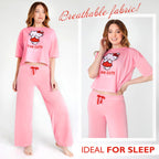 Hello Kitty Pajamas for Women & Teenagers PJs Set with Long Pants Comfy Lounge Set Sleepwear Loungewear Soft Breathable Cute Kawaii Gifts for Women (Pink, XL)